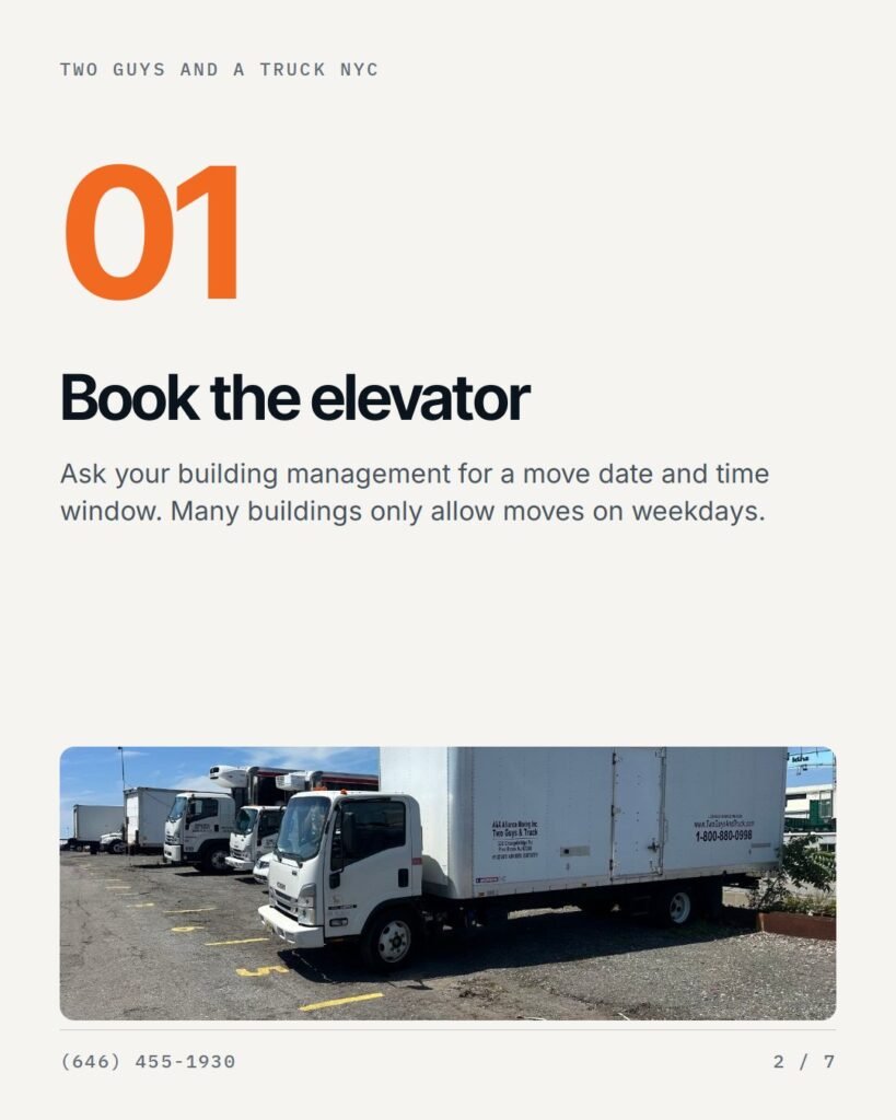 Step 1: book the elevator with your building management