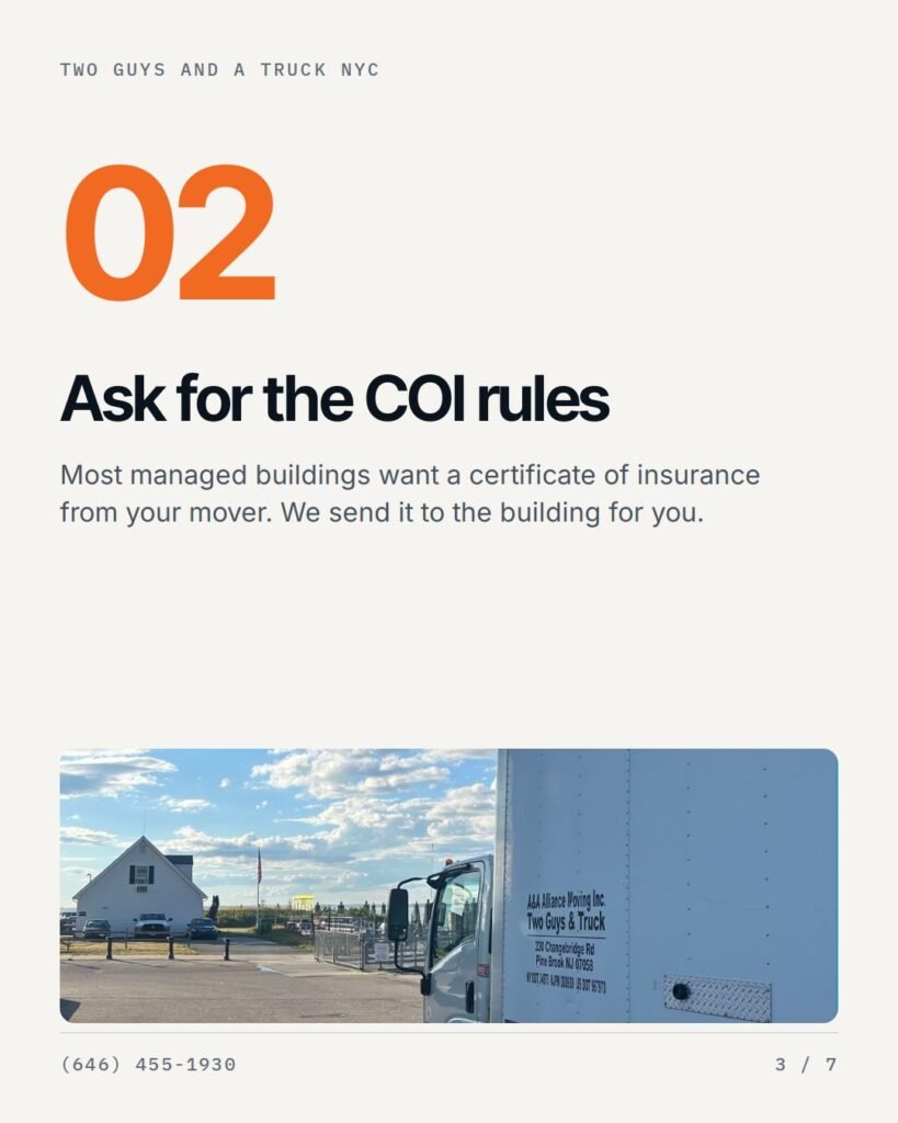 Step 2: ask for the building COI rules