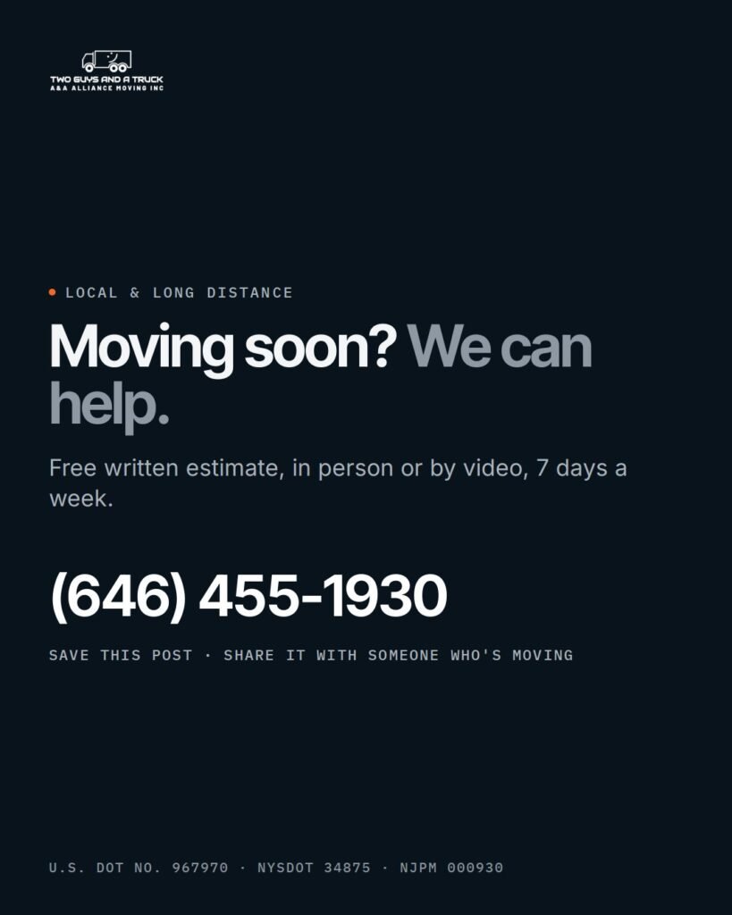 Moving soon? Free written estimate, in person or by video, 7 days a week
